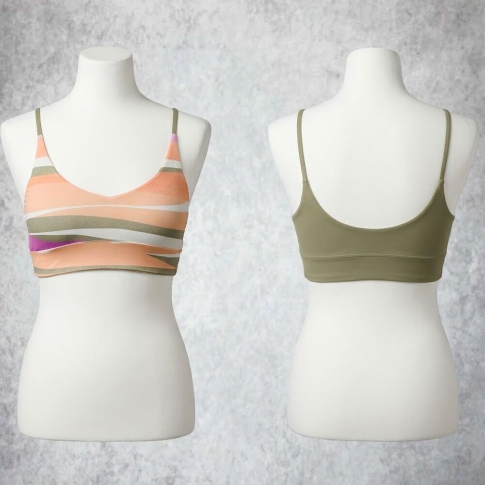 PrAna Willow Falls Bralette Bikini Top Womens Small Orange Waves 2in1 Bralette
